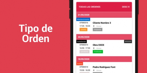 Visualización por Tipos de Orden de Trabajo