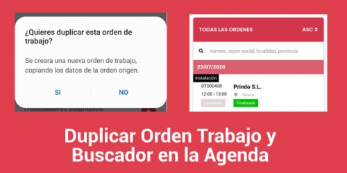 Duplicar Orden de Trabajo y Buscador en la Agenda