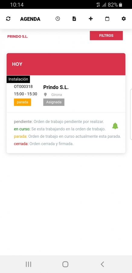 Filtro Calendario Agenda App Móvil
