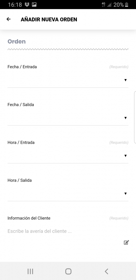Crear Nueva Orden de Trabajo App Móvil