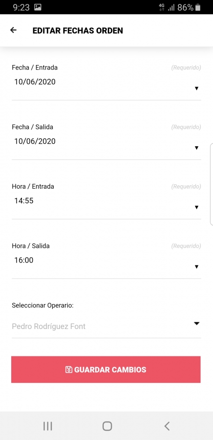 Editar Orden de Trabajo