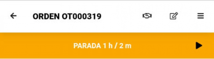 Actividad Orden de Trabajo Parada App Móvil