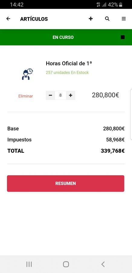 Añadir un Artículo a la Orden de Trabajo