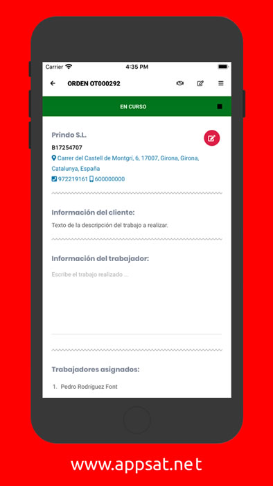 App información - Partes de Trabajo Software Sat Servicio Técnico