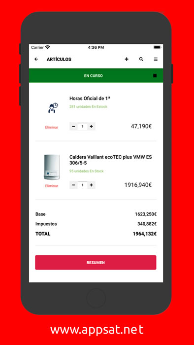 App Artículos - Partes de Trabajo Software Sat Servicio Técnico