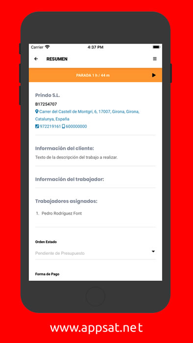 App Resumen - Partes de Trabajo Software Sat Servicio Técnico