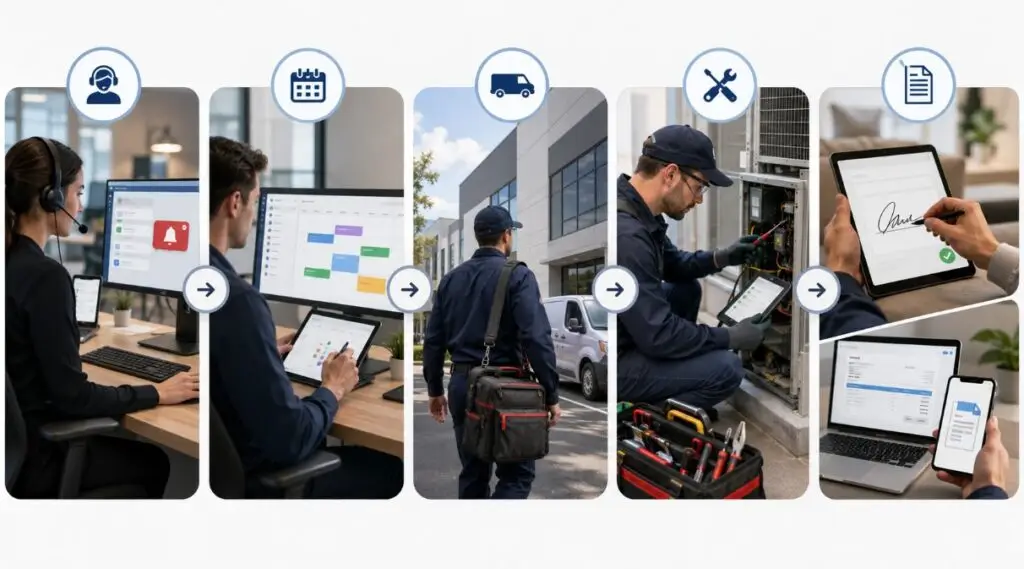 AppSat: el software de gestión para empresas de servicios técnicos que lo controla todo 2 Flujo de una orden de trabajo desde el aviso hasta la facturación